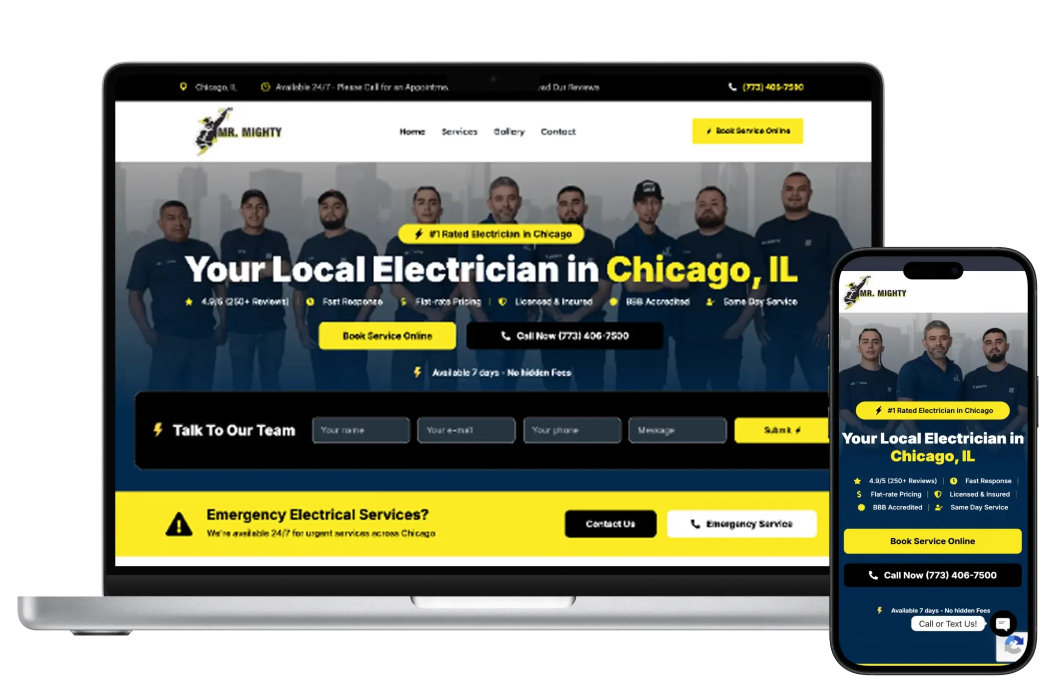 Chicago Electrician Website Design — website design example